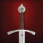 Handmade Medieval The Accolade Sword of The Knights Templar Replica, Viking Sword with Scabbard, Stainless Steel Blade, Decoration, Collection, Cosplay