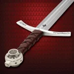 Handmade Medieval The Accolade Sword of The Knights Templar Replica, Viking Sword with Scabbard, Stainless Steel Blade, Decoration, Collection, Cosplay