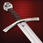 Handmade Medieval The Accolade Sword of The Knights Templar Replica, Viking Sword with Scabbard, Stainless Steel Blade, Decoration, Collection, Cosplay