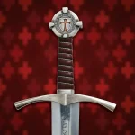 Handmade Medieval The Accolade Sword of The Knights Templar Replica, Viking Sword with Scabbard, Stainless Steel Blade, Decoration, Collection, Cosplay