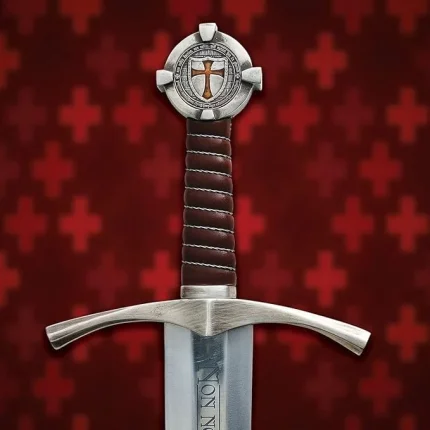 Handmade Medieval The Accolade Sword of The Knights Templar Replica, Viking Sword with Scabbard, Stainless Steel Blade, Decoration, Collection, Cosplay