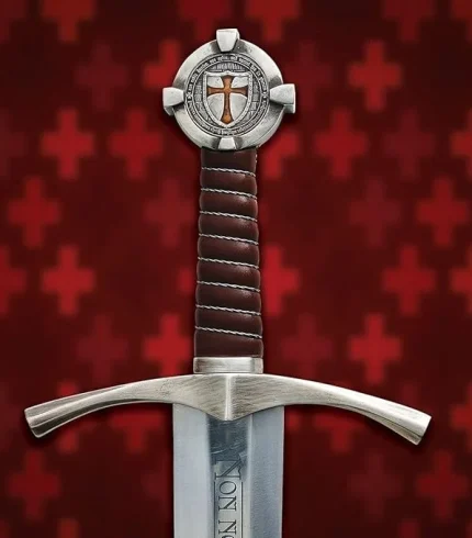 Handmade Medieval The Accolade Sword of The Knights Templar Replica, Viking Sword with Scabbard, Stainless Steel Blade, Decoration, Collection, Cosplay