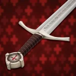 Handmade Medieval The Accolade Sword of The Knights Templar Replica, Viking Sword with Scabbard, Stainless Steel Blade, Decoration, Collection, Cosplay
