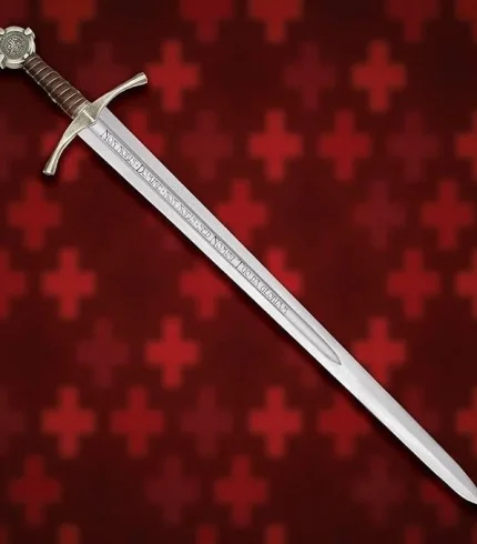 Handmade Medieval The Accolade Sword of The Knights Templar Replica, Viking Sword with Scabbard, Stainless Steel Blade, Decoration, Collection, Cosplay