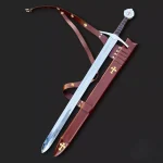 Handmade Medieval The Accolade Sword of The Knights Templar Replica, Viking Sword with Scabbard, Stainless Steel Blade, Decoration, Collection, Cosplay